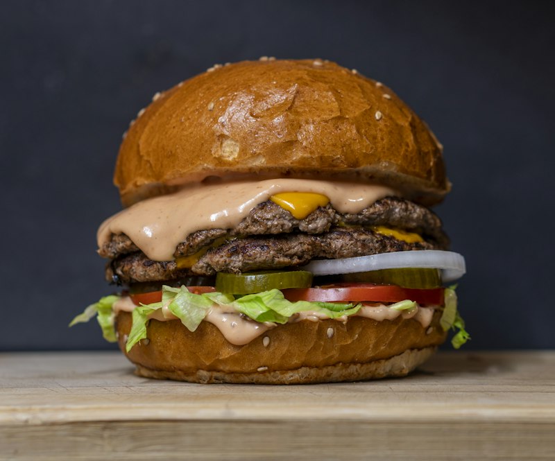 Flame Patty burger stack